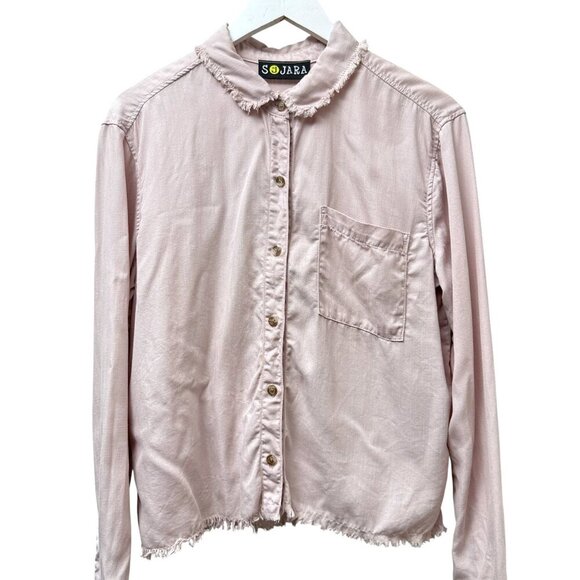 Sojara Shirt Rolling Stones Pink Sequin Tongue M/L Long Sleeve Rocker Top - Picture 2 of 12